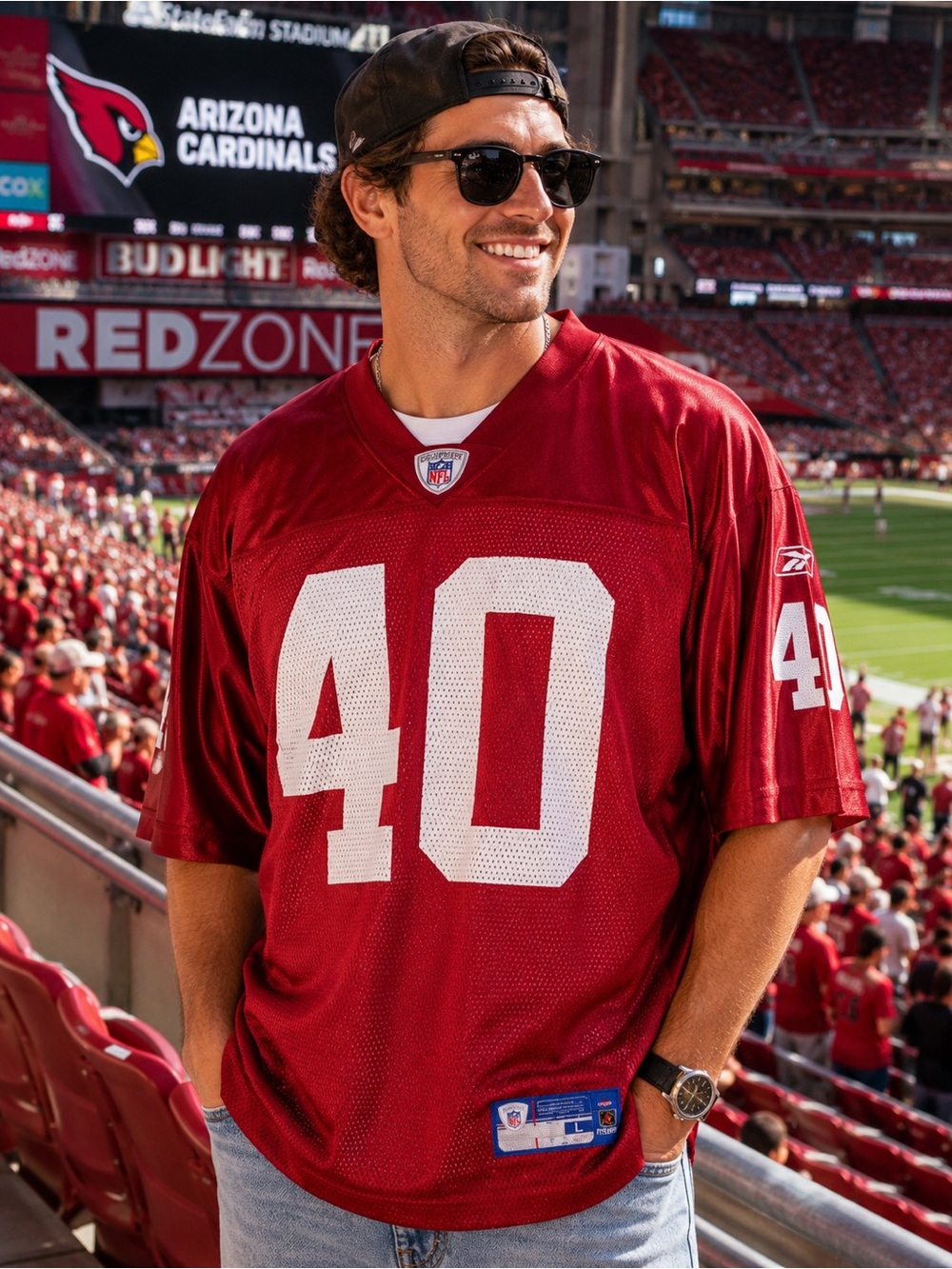 Vintage Reebok Pat Tillman #40 Arizona Cardinals NFL Jersey Red Player Sz Large